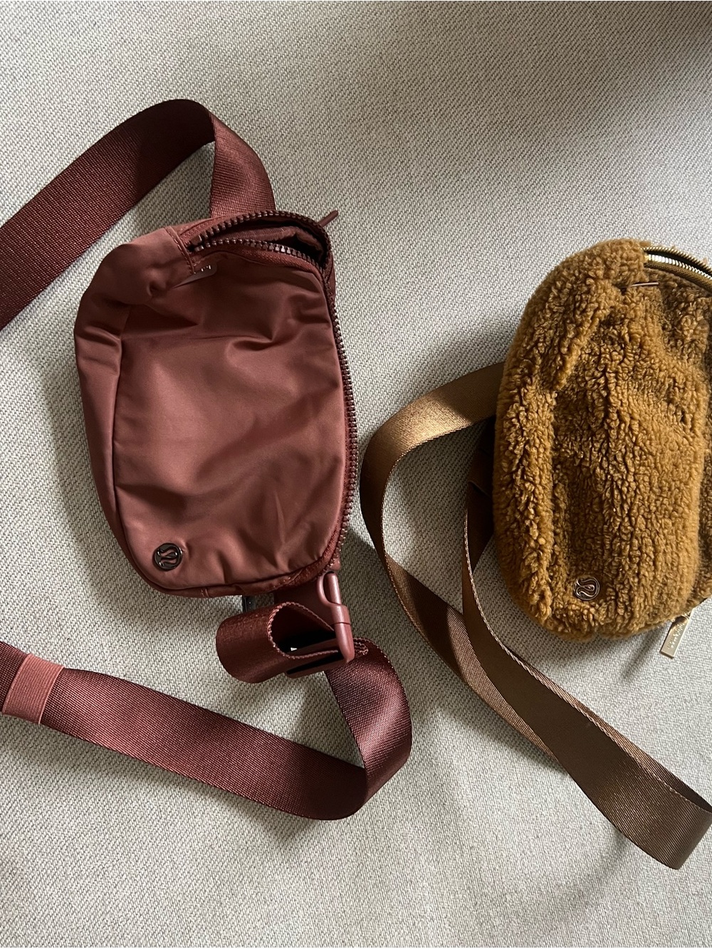 lululemon athletica small crossbody bags in rust and camel
